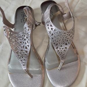 Thalia Sodi Metallic Silver Sandals